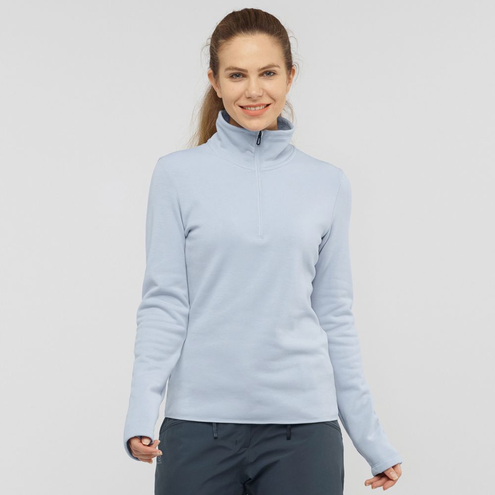 Capa Intermedia Salomon Mujer Azules - Salomon Argentina WARM AMBITION HALF ZIP W,086394-SXI